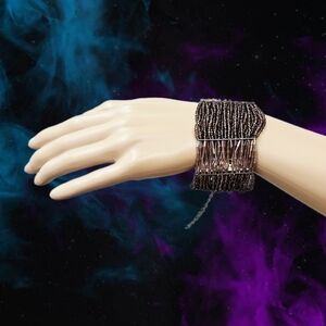 2000s Vintage Y2K Boho Chic Multi Strand Beaded Bracelet in Dusty Lavender